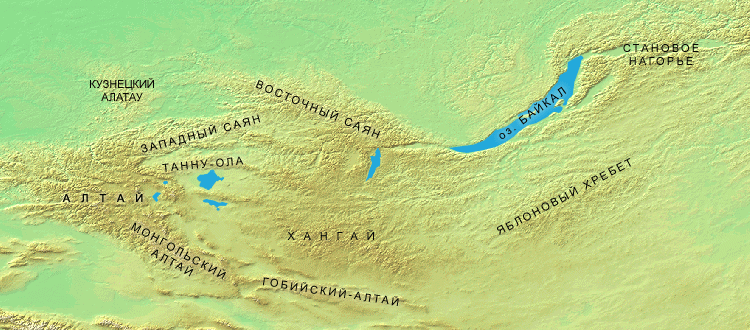 Алтайские горы на карте