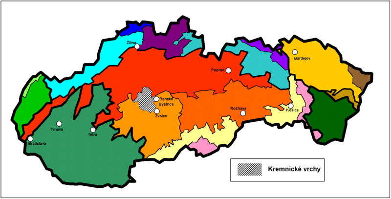 Расположение горного массива Кремницке Врхи на карте