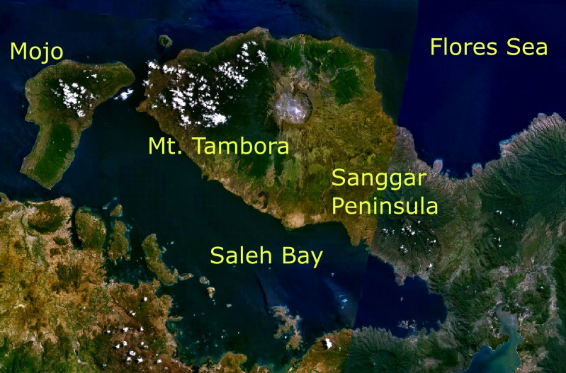 Космический снимок вулкана Тамбора